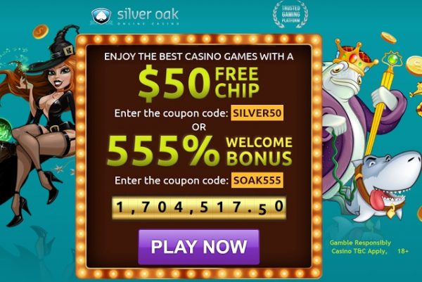 Silver oak $50 Free chip and 500% Welcome Bonus