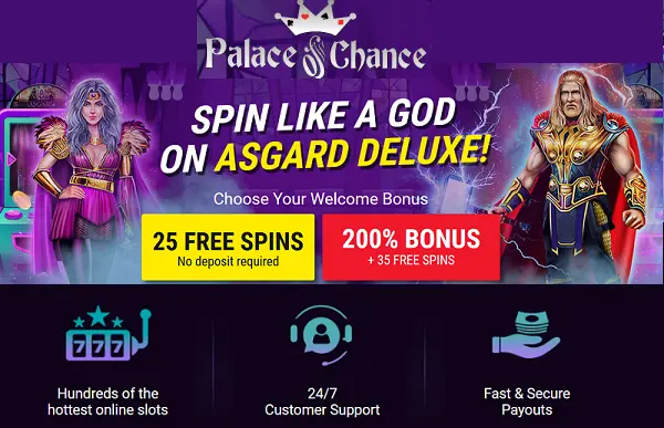 Spin Like a God on Asgard Deluxe and get 25 Free Spins - 200% Bonus + 35 Free Spins
