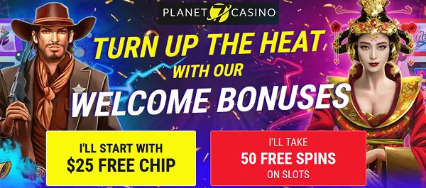 Turn up the heat with our Welcome Bonus - I'll Start with $25 Free Chip and I'll Take 50 Free spins on Mermaid's Pearls, The Mariachi 5, Trigger Happy Slots