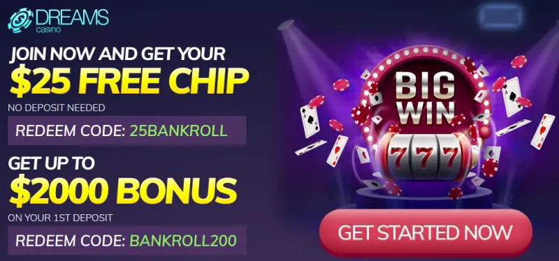 $25 free chips bankroll and get up to $2000 bonus