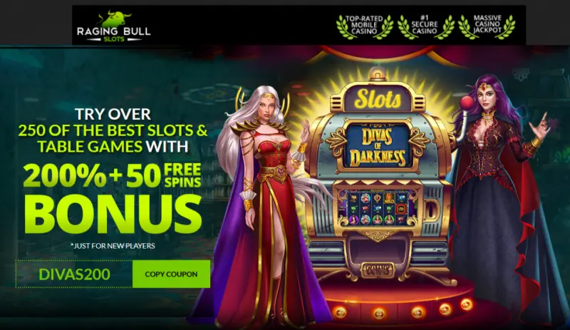 welcome bonus from raging bull 200% + 50 free spins