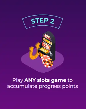Play ANY slots game to accumulate progress points