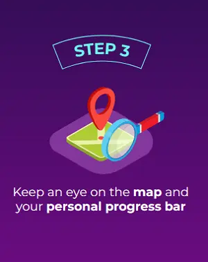Keep an eye on the map and your personal progress bar